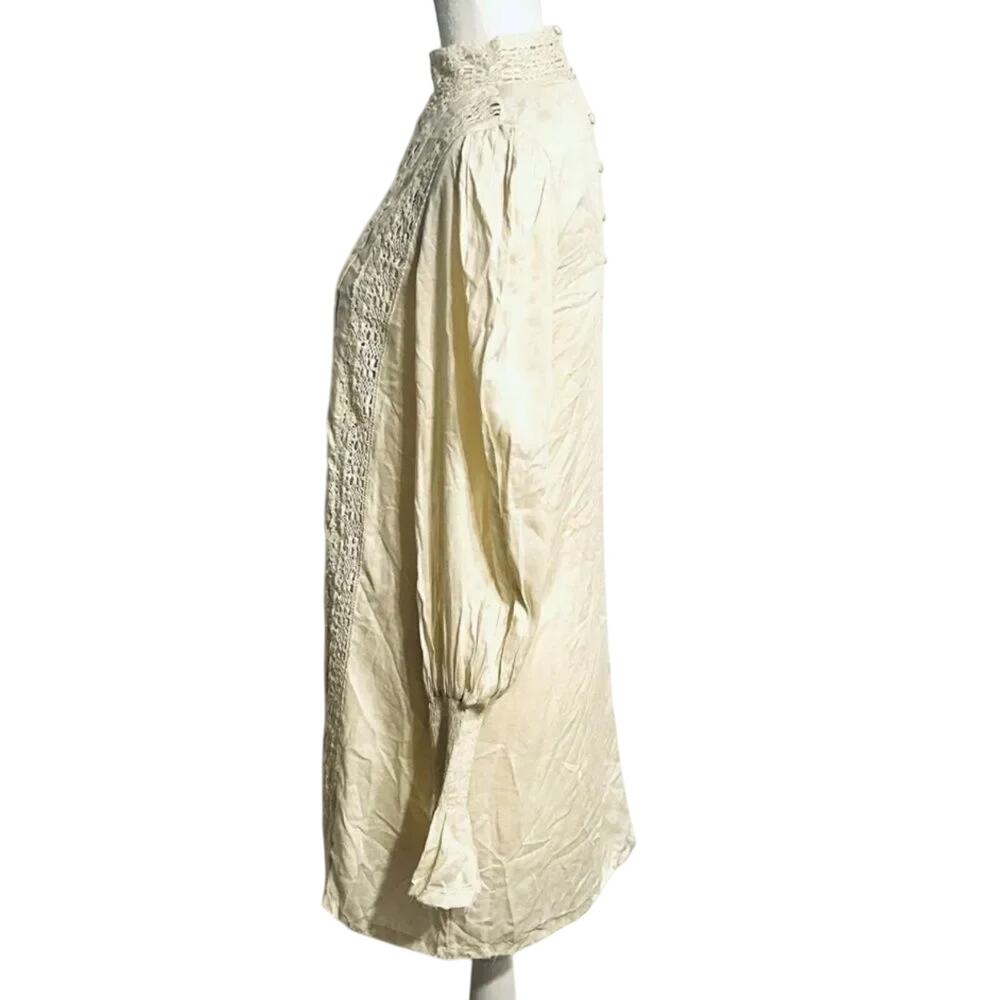 FREE PEOPLE ONE Ivory Vienna Crochet Mini Dress Size S, New w/o Tag MSRP $248 - Picture 4 of 15